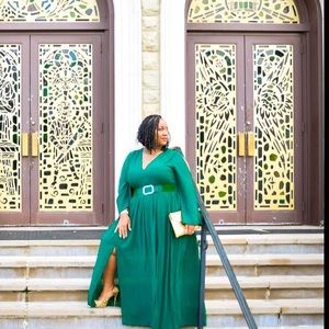 Long Sleeve Forest Green Maxi Dress